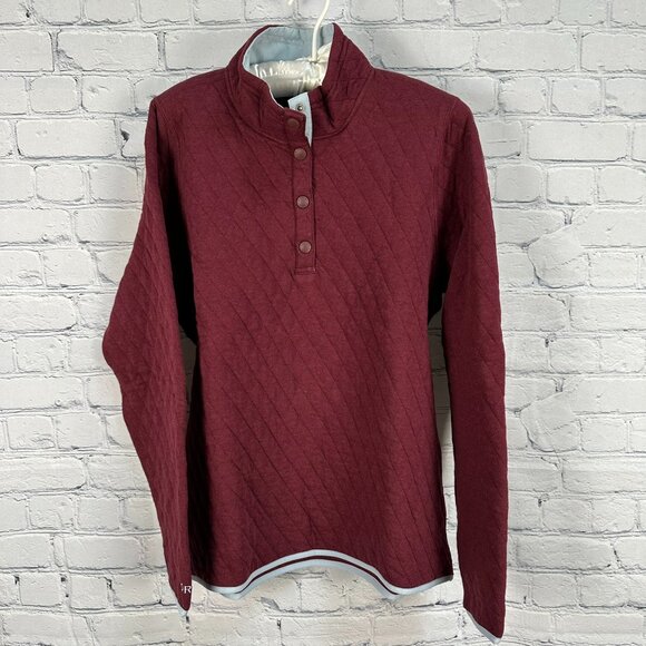 Orvis Women's Tech Check Quilted Flannel 1/4 Snap Sweatshirt, Sangria Red‎ - Picture 3 of 11